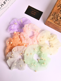 Pearl Organza Scrunchies