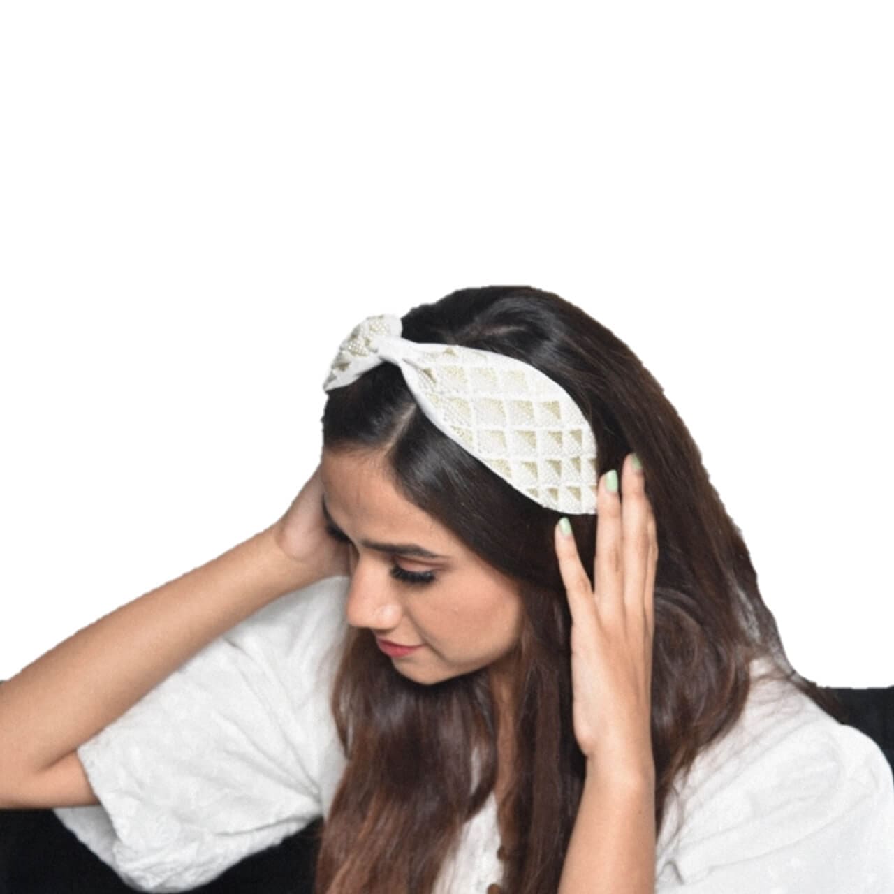 White Pearl Embellished Hair Bands