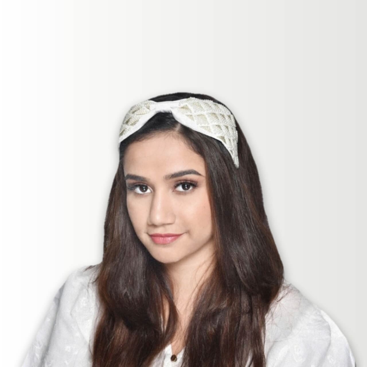 White Pearl Embellished Hair Bands